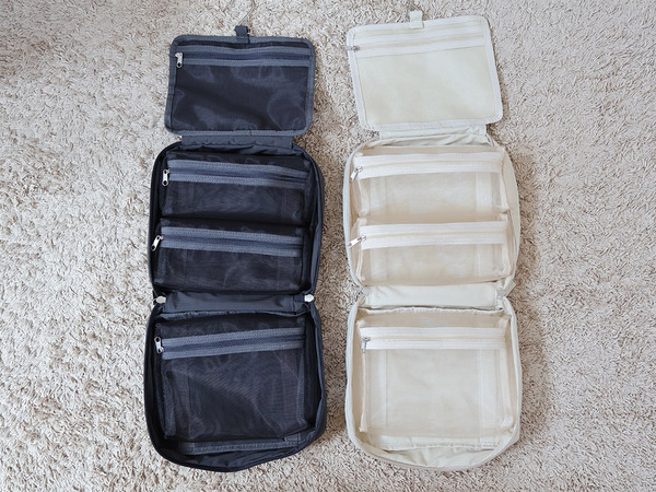 子連れ旅にはたっぷり入るLサイズの複数個使いが賢い？！「bon momentの吊り下げトラベルポーチ」[PR]