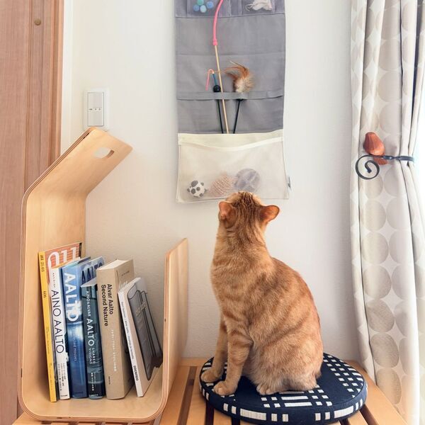 収納しずらい“猫じゃらし”のごちゃつきは専用収納で解決！愛猫家インスタグラマーさんの「おもちゃ」＆「ケアグッズ」収納術[PR]