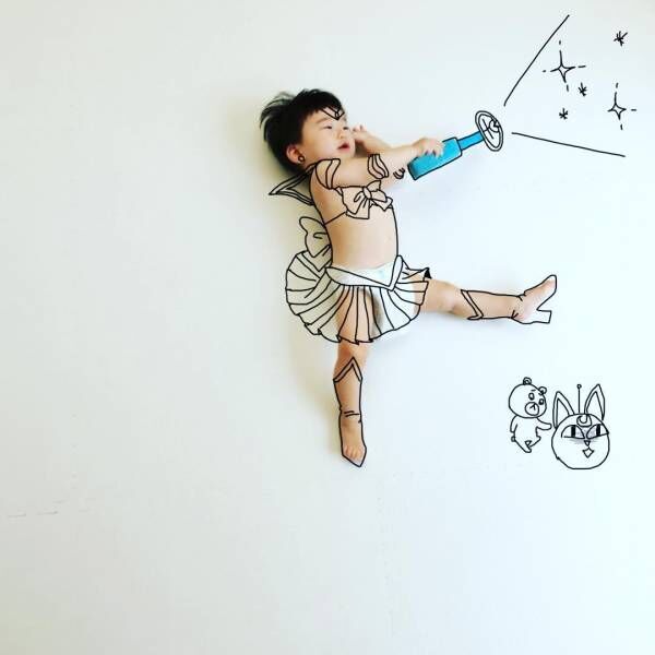 ＠yota7454さんの落書き赤ちゃんアート