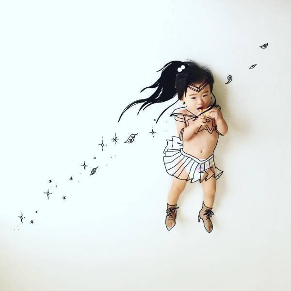 セーラー戦士が勢ぞろい♡yotaさんの落書き赤ちゃんアートがスゴイ！