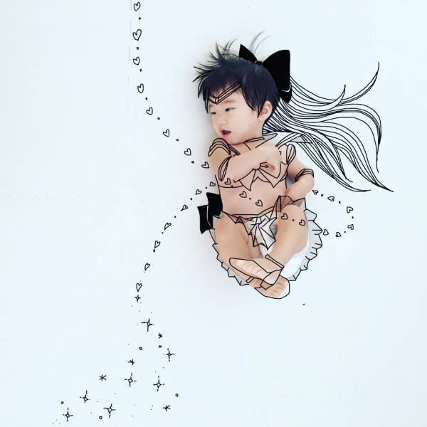 セーラー戦士が勢ぞろい♡yotaさんの落書き赤ちゃんアートがスゴイ！