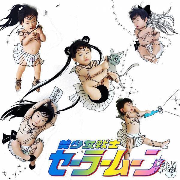 セーラー戦士が勢ぞろい♡yotaさんの落書き赤ちゃんアートがスゴイ！