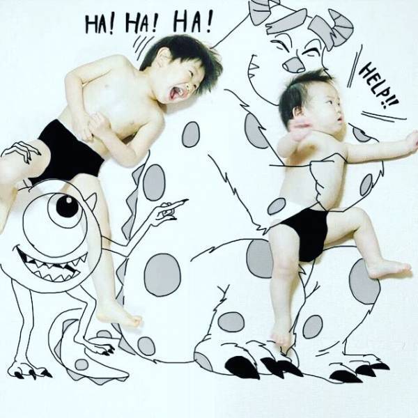 ディズニー×赤ちゃんがかわいい♪yotaさんの落書きアートがスゴイ！