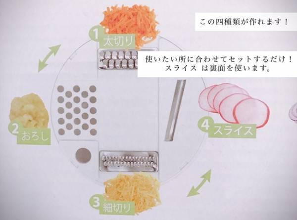 【ダイソー】離乳食作りにも♪おろし、細切り、太切り、スライス調理器具
