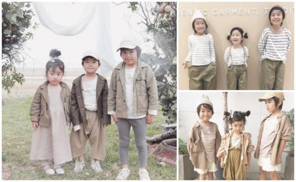 3兄妹コーデ♡kanaさんキッズのアースカラーリンクがおしゃれ！