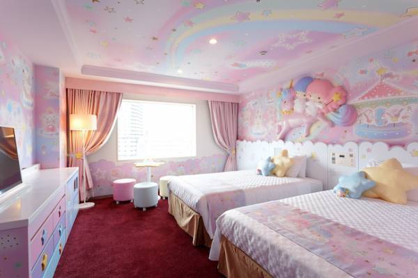 どこに泊まる？ハローキティ、マイメロディ、リトルツインスターズルーム