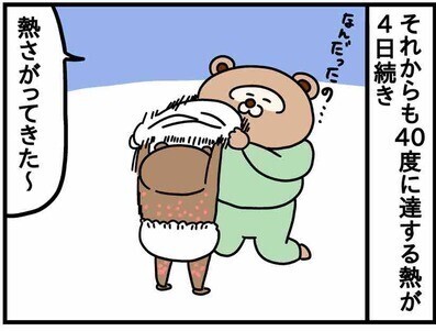 高熱が続くと思ったら！驚愕3回目の…！【ねこたぬのはじめて育児64】