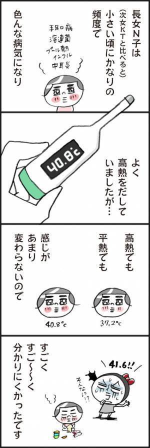 「えぇ！そんな高熱なの？」病気のときでもポーカーフェイスを貫くわが子