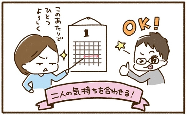 「このへんでヨロシク！」子作り予定日を夫に伝えたら【はたこのニンプあるある日記1】