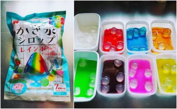 超簡単！夏の映えスイーツ♡100均アイテムで作れる「レインボーわらび餅」