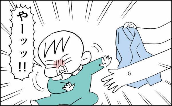 迫りくる手術の時間！何かを察したのか着替えを拒み、ぐずり始めるわが子