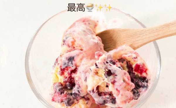 【業務スーパー】甘酸っぱいプチプチが最高♡混ぜるだけ絶品アイスが激旨