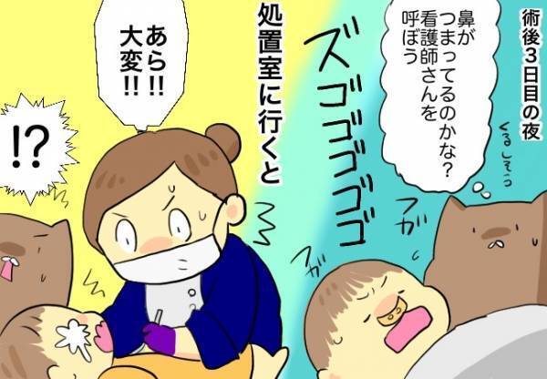 「えっ、くぴこの前歯に血が…！？」手術から3日目の夜、トラブル発生！