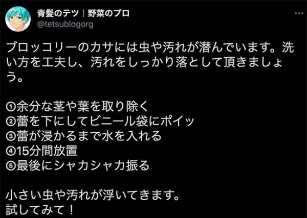 1.6万RT、5万いいね超え！カサに虫が！？ブロッコリーの汚れを落とす方法が話題