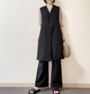 【しまむら】夏→秋のスイッチコーデにピッタリ！優秀アイテムのロングジレがお得！