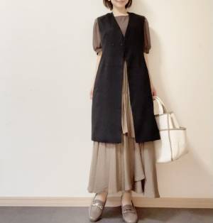 【しまむら】夏→秋のスイッチコーデにピッタリ！優秀アイテムのロングジレがお得！