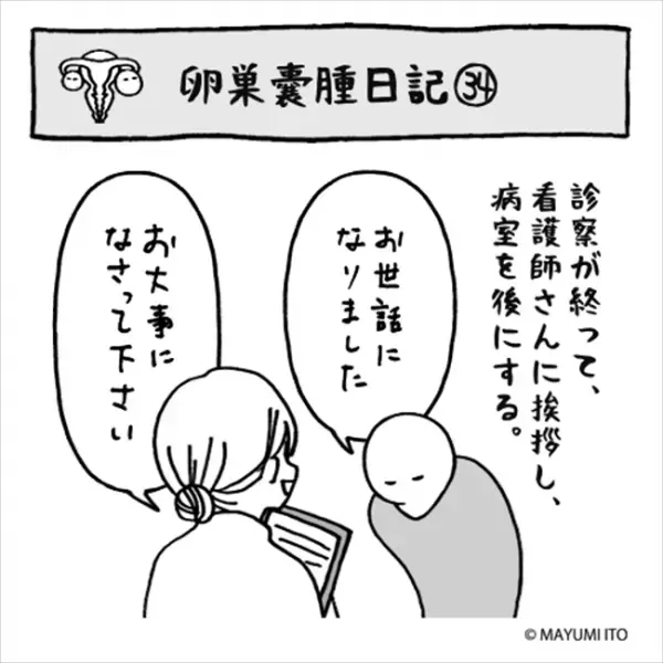 「誰も知るまい！」ついに退院！退院姿は…まさかの全開！？／卵巣嚢腫日記。#34