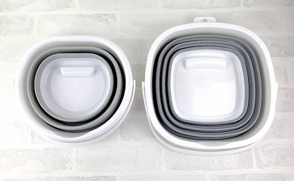 【100均】「これは便利」とSNSで話題！購入者続出の折りたためるラバーバケット活用法