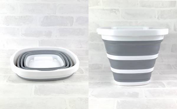 【100均】「これは便利」とSNSで話題！購入者続出の折りたためるラバーバケット活用法