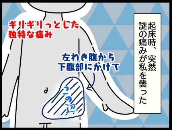＜謎の下腹部痛＞「ビキーッ！！」何が起きたの！？左下腹部に突然謎の激痛が走り…