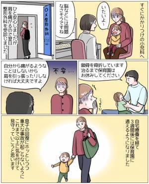 一瞬の出来事で支えられず…息子が遊具から落ちて骨折！自宅療養の日々が続き…