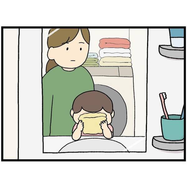 顔をキレイにして準備バッチリ！次の瞬間、かわいすぎて驚く行動を娘がしてきて？
