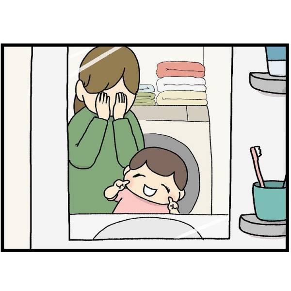 顔をキレイにして準備バッチリ！次の瞬間、かわいすぎて驚く行動を娘がしてきて？