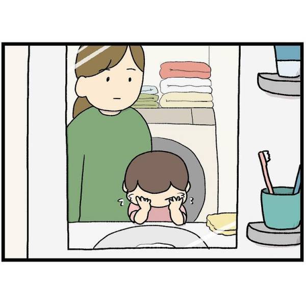 顔をキレイにして準備バッチリ！次の瞬間、かわいすぎて驚く行動を娘がしてきて？