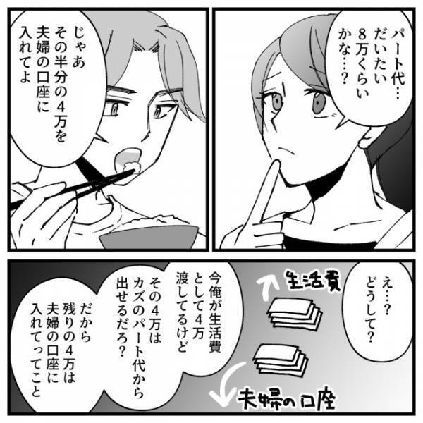 「夫婦で稼いだ金だから当然だ」私のパート代を確認してきた夫のとんでもない提案＜ドケチな家族＞