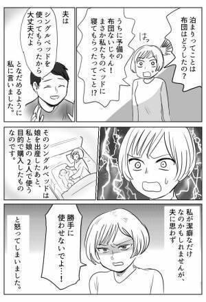 「私たちのベッドが…！」目を疑う妻。出産里帰り中に夫がある人物を泊めていて！？
