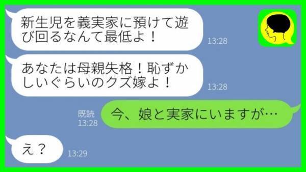 義母「新生児を預けて遊びまわるな！」私「娘と実家にいますが…」→義母が預かった子どもの正体は！？