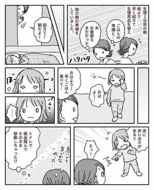 「床に赤い点々があるっ！」えっ！？娘の指摘に慌てて床を見ると！？