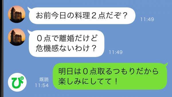 私の家事に点数をつけだした夫「0点取ったら離婚な！」→「了解！」全力で0点を取りに行ったところ…