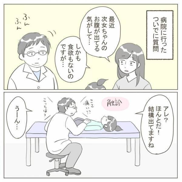 「ん？お腹がぽっこりしてる？」次女の体に異変が。病院で検査をすることに