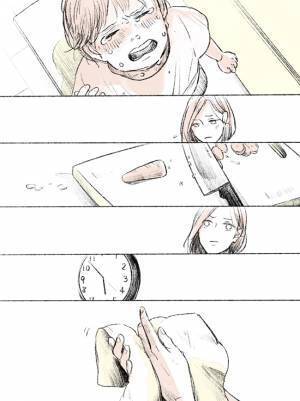 「なんで忙しいときに限って」赤ちゃんをおんぶして料理中、長男が泣いて駆け寄ってきて？