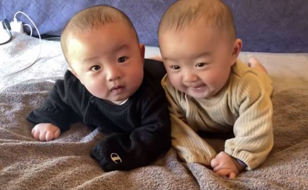 494万回再生！双子ベビーの「シンクロ行動」がかわいすぎる♡弟にゴッチンされた兄の反応は…！？