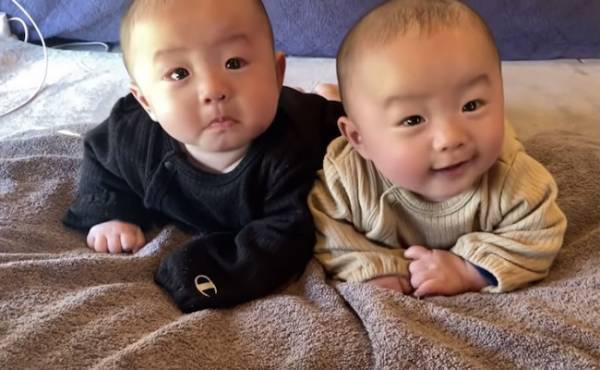 494万回再生！双子ベビーの「シンクロ行動」がかわいすぎる♡弟にゴッチンされた兄の反応は…！？