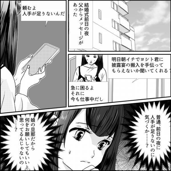 結婚式前日に「人手が足りない」と父から連絡が。無謀なお願いに私は…＜実父の再婚相手は悪女？＞