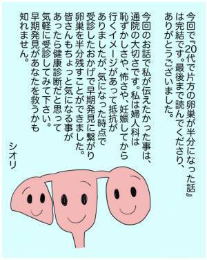 「卵巣が半分になりました」医師の言葉にショックもあり安堵な気持ちもあり＜半分になった卵巣＞