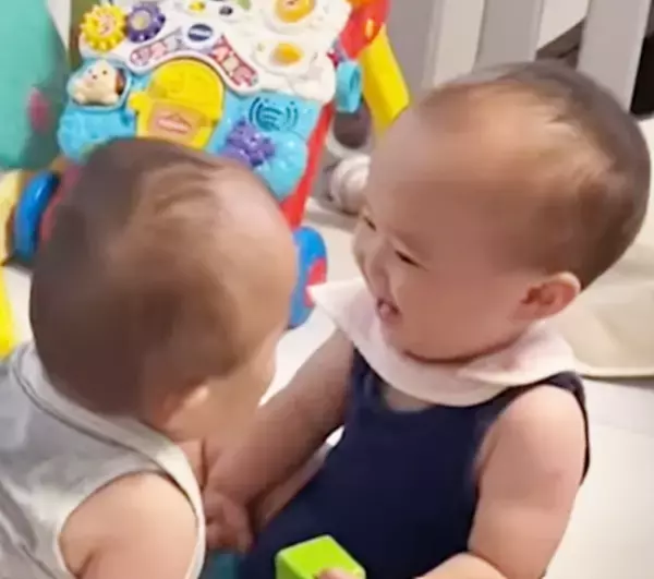 「ママにはわからない世界！？」16万回再生！双子ベビーが向かい合って、ゲラゲラがもう止まらない♡