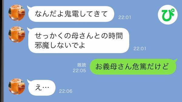「えっ危篤！？」夫と義母が旅行中、義実家から義母が危ないと連絡が。聞くと衝撃の事実がわかり…！