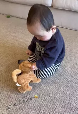 213万回再生！「ん？なんだ？」近づいてくる、自分より小さな存在…→赤ちゃんがとった行動は！？