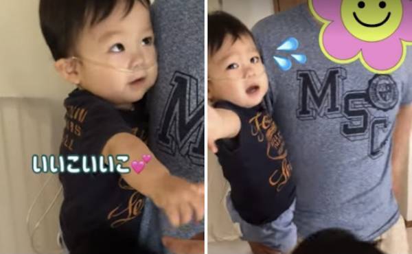27万回再生！泣いてる男の子がパパの手を見て「ニコッ♡」→まさかの理由とは？