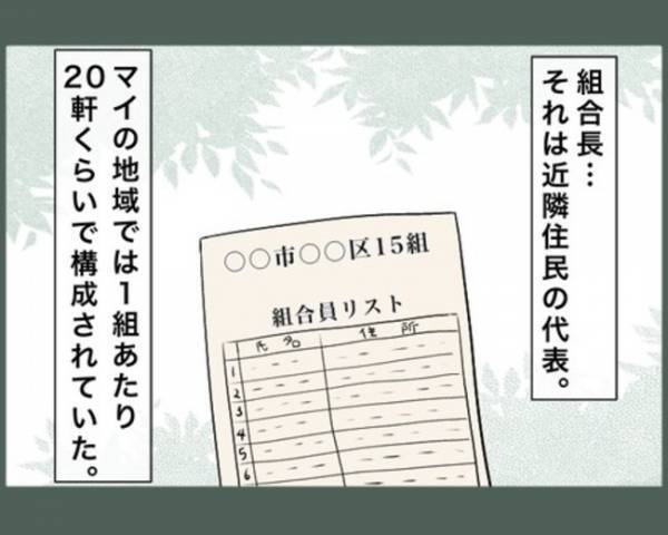 土地勘のない引越し先で組合長に任命されしかたなく挨拶回りへ⇒しかしチャイムを押すとまさかの事態に