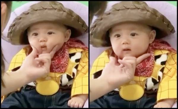 「た、たまらん…♡」生後100日を迎えた赤ちゃん⇒撮影スタッフさんがほっぺをムニムニすると…！？