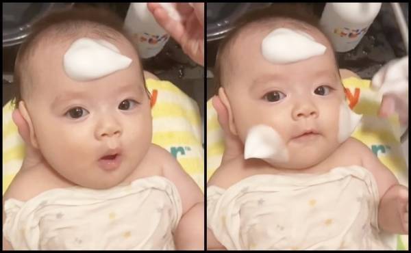 33万回再生！「最高〜♡」お風呂大好き生後3カ月の赤ちゃん⇒大胆にシャワーを顔にかけると…！？