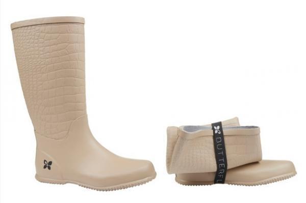 雨が心配な日は「バタフライツイスト」のレインシューズを携帯してお出かけ