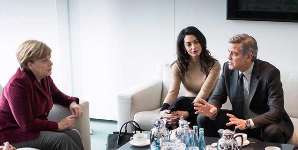ジョージ・クルーニー、アマル夫人とともにドイツのメルケル首相と面談