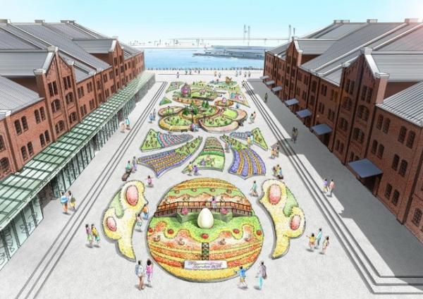 横浜赤レンガ倉庫にお花畑が出現！ "イースター"をテーマに約80品種