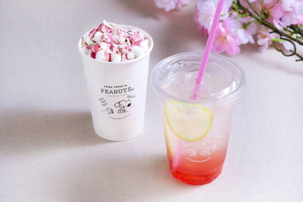 お花見のお供に！中目黒「PEANUTS Cafe」限定さくらレモネード＆ラテ登場